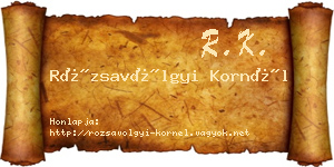 Rózsavölgyi Kornél névjegykártya